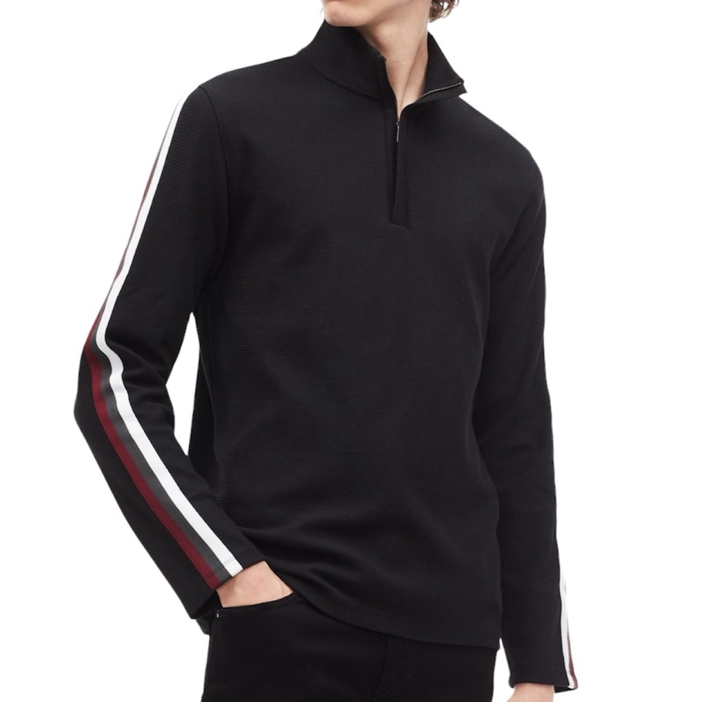 Calvin Klein Men's Black Quarter Zip Sweater Athleisure Business Size S